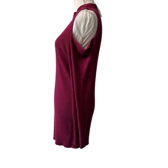 Cold-Shoulder Keyhole Burgundy Ribbed Knit Shirt Dress By Torrid Womens Size 2 - Picture 2 of 15